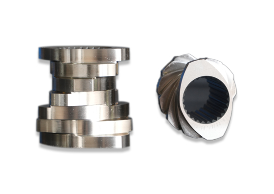 عناصر پیچ PP PE POM PVC PET برای ماشین‌آلات پلاستیک دو مارپیچ هم‌چرخشی