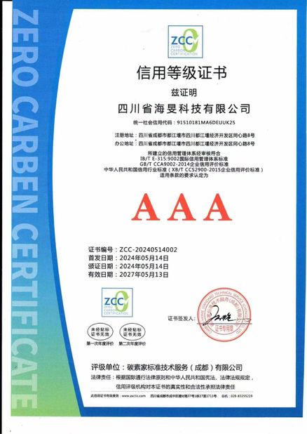 چین Sichuan Haimin Technology Co., Ltd گواهینامه ها